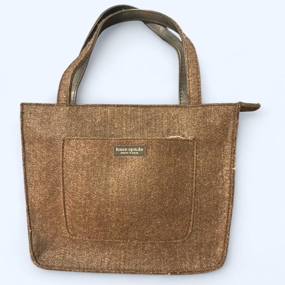 Kate Spade Vintage Felted Wool Dark Brown Mini Tote Purse